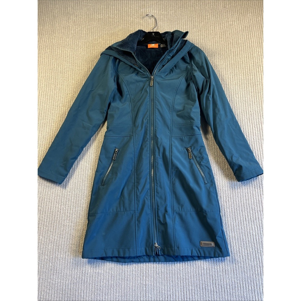 Merrell Jacket Women's XS Mid Length Teal Blue Fleece Lined Mid Weight Coat